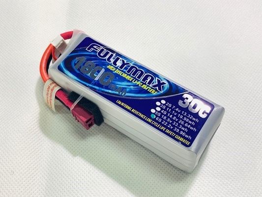 LiPo RC Airplane Battery Pack 30C 1800mAh 6S With Deans Connector 22.2V
